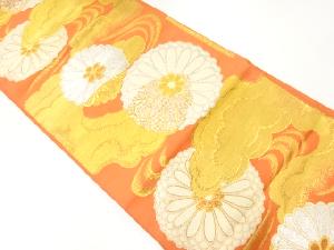 アンティーク　流水に菊模様織出し袋帯（材料）